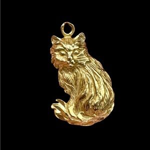 14K Gold Cat Pendant
